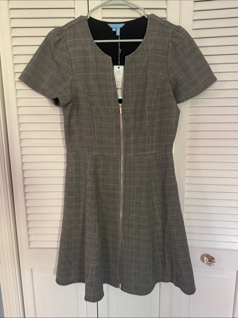 Draper James Grey Plaid Mae Love Circle Dress
